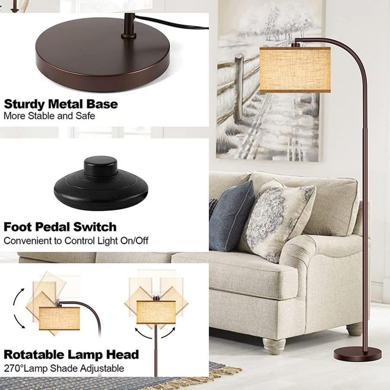 Lampe sur pied pour le salon avec ampoule DEL à 3 températures de couleur, Noir, noir, noir, noir