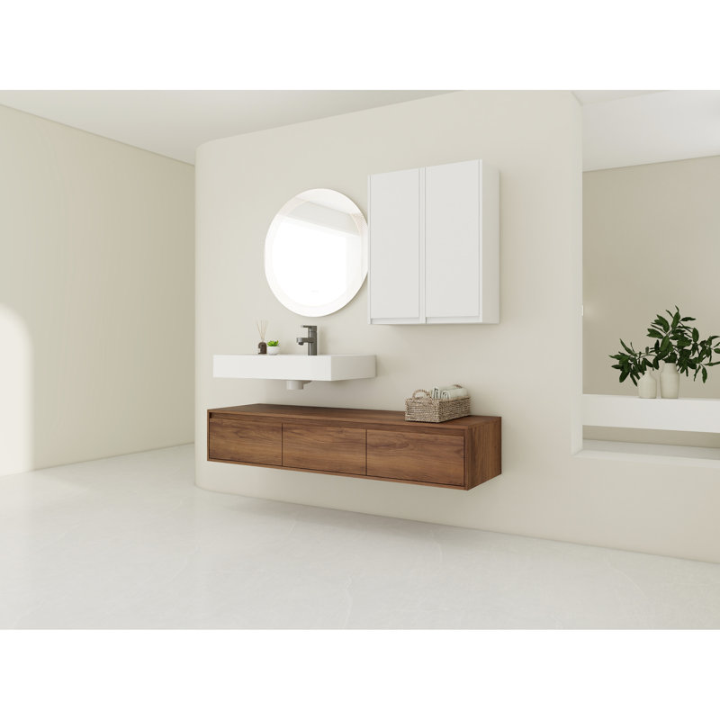 Meuble-lavabo moderne avec lavabo en résine, 3 tiroirs, 2 compartiments latéraux, lavabo de rangement en ébène brun, armoires, couleur