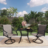2 - Person Metal Patio Dining Set with Square Table