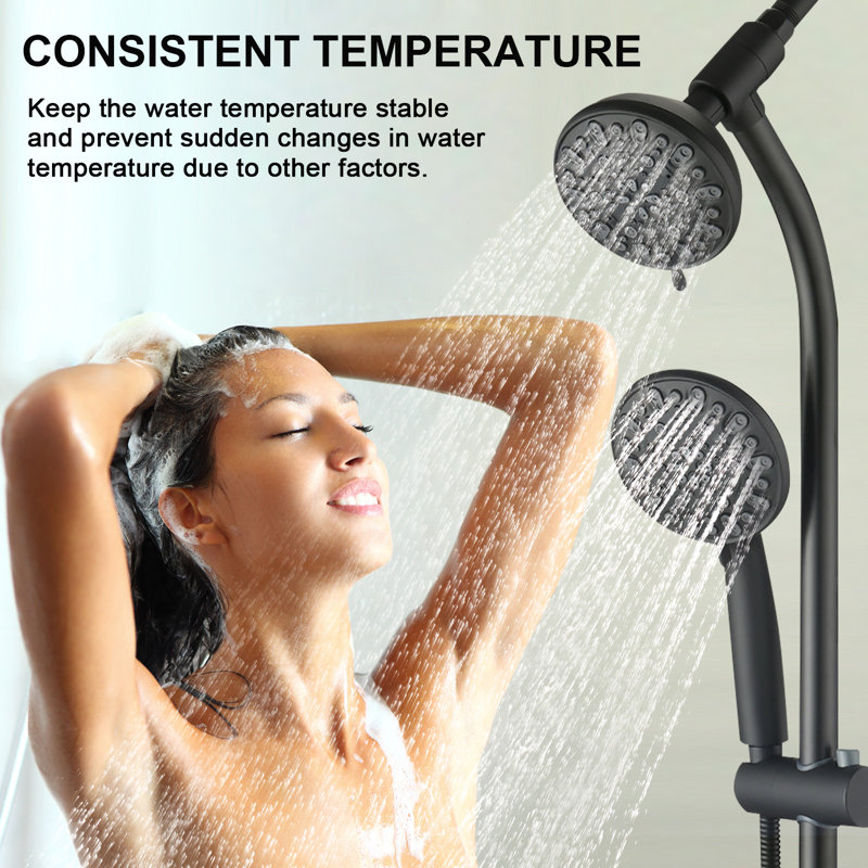 Wall Mounted,slide Bar Combo Rain Showerhead,dual Shower Head,rough-in Valve Included