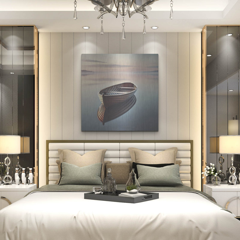 «Wooden Boat On Still Water» par Rey Klimt, art mural en métal