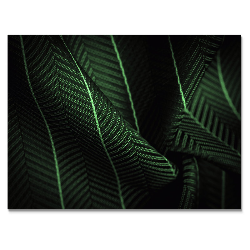 Tissu en soie vert foncé avec une fine rayure blanche - reproduction sur toile, H 30 po x l 40 po, Toile tendue