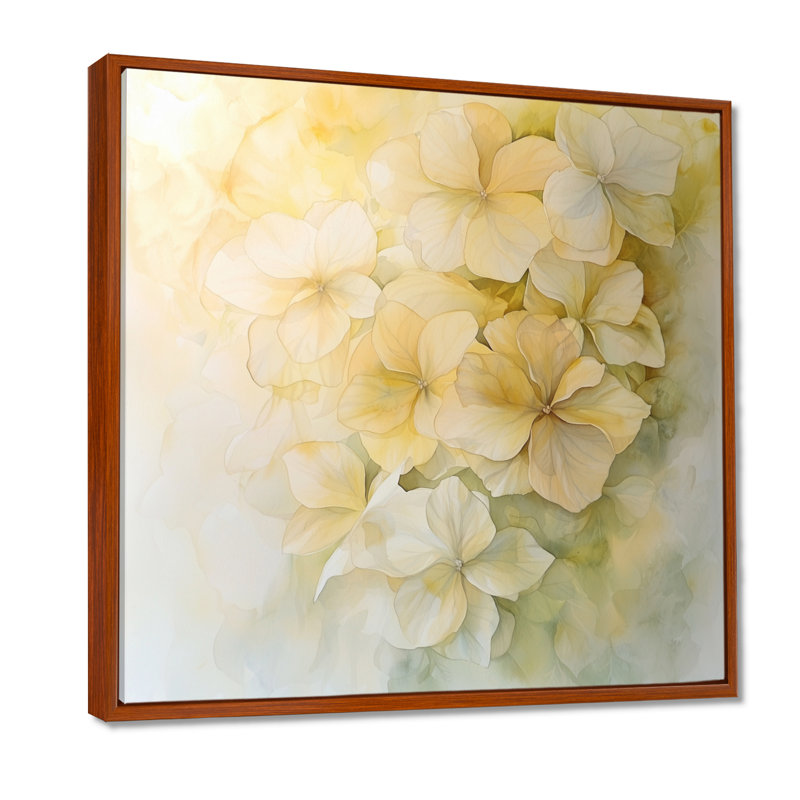 Hortensia en flou artistique de l'été III - Art mural floral, H 30 po x l 30 po, Impression encadrée flottante, Brun