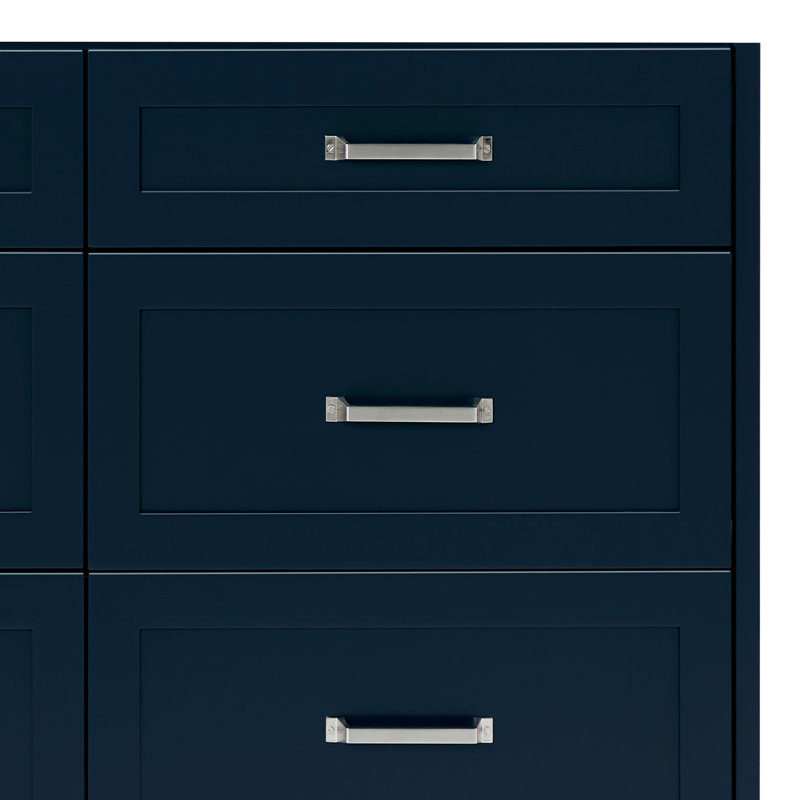 ARIEL Monroe 72 Double Sink Bathroom Vanity with Carrara Quartz Top, Midnight Blue, 66" - 67", Italian Carrara Marble