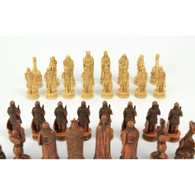 Hand-Painted Viking Chess Set with Resin Figures