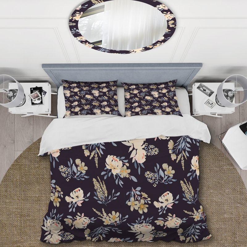Ensemble de housse de couette en microfibre noir / beige / vert 3 pièces