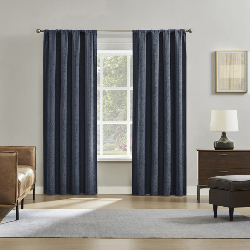 Rideau 100% occultant avec passe-tringle Medina, L 50 po x L 63 po, Navy Blue