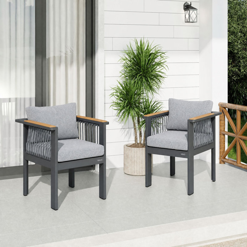 2-Piece Aluminium Outdoor Dining Chair Set