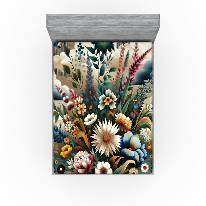 Microfiber Floral Fitted Sheet, Full Fitted Sheet