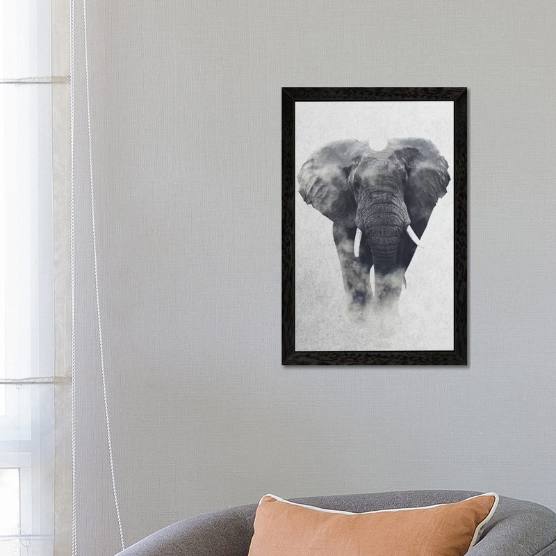 Elephant by Andreas Lie - Floater Frame Print on Canvas, Black Framed, 101.6 cm H x 66.04 cm W