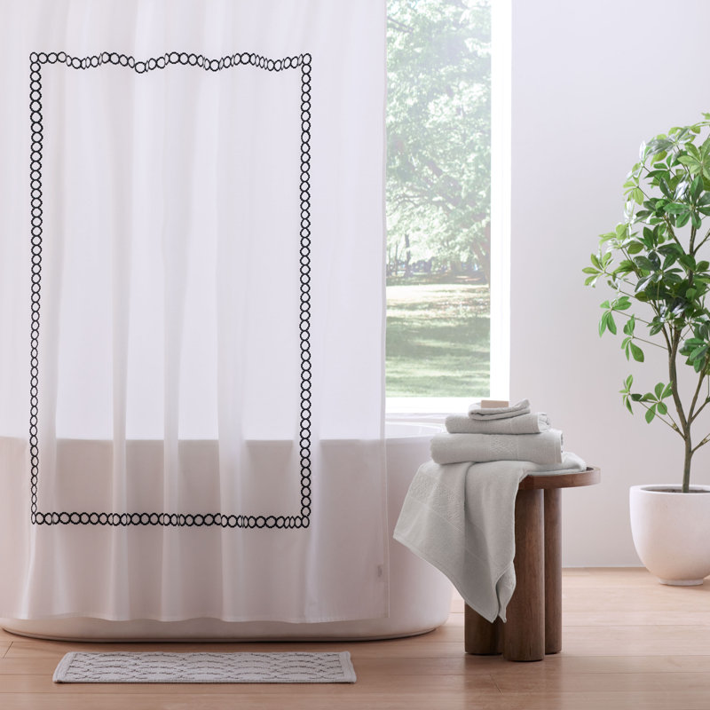 Clean Design Home x Martex Savoy 400 Thread Count Single Shower Curtain, Blue