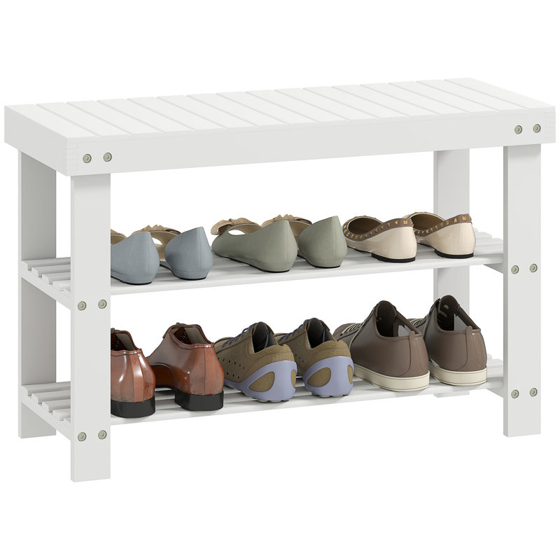 Shoe Storage Bench, 45cm H x 70cm W x 28cm D, White
