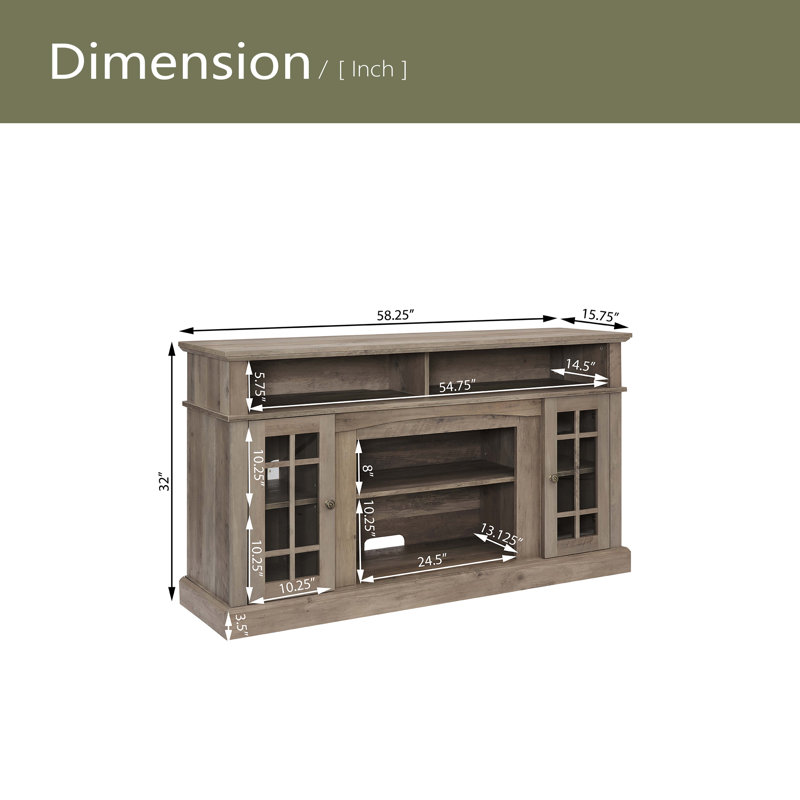 Meuble télé classique pour téléviseur de 65 po ou moins avec espace de rangement ouvert et fermé Classic Classic