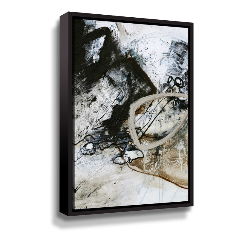 Noir et blanc 2 - Peinture sur toile, Cadre flottant noir, H 16 po x l 24 po x P 2 po