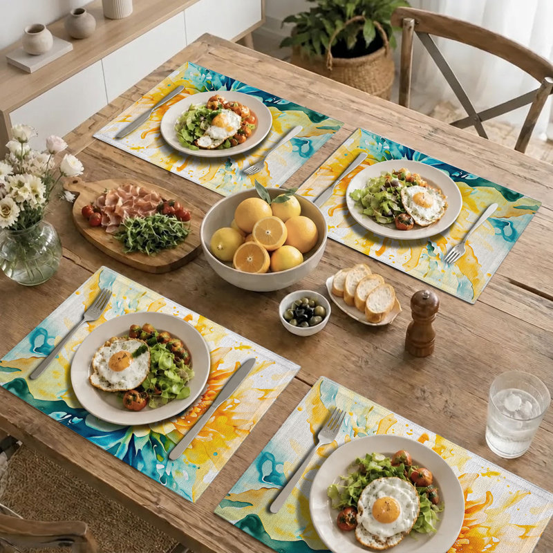 4-Piece Polyester Rectangle Dining Table Placemats