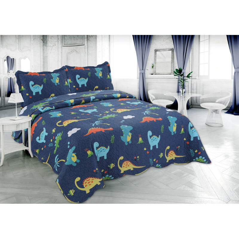 Ensemble de courtepointe 3 pièces avec douillettes matelassées Marina, Courtepointe de grande taille et 2 taies décorati
