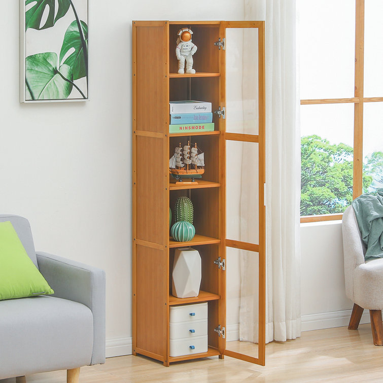 Bookshelf, 6-Tier Bamboo Adjustable 63.4” Tall Bookcase Book Shelf  Organizer, Fr