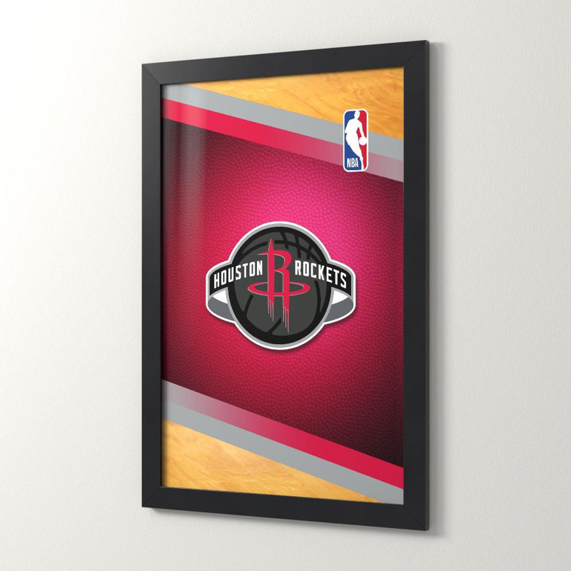 Houston Rockets NBA, art mural, H 36 po x l 24 po, Acrylique encadré, Noir
