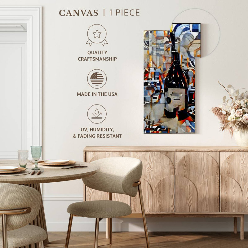 Bouteille de vin / style abstrait, H 24 po x l 12 po