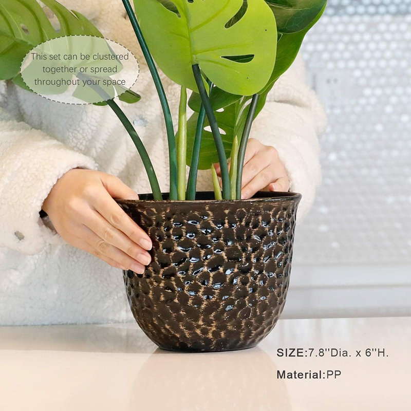 Worth Garden Plastic Round 8 Inch Planters For Indoor Plants Set...