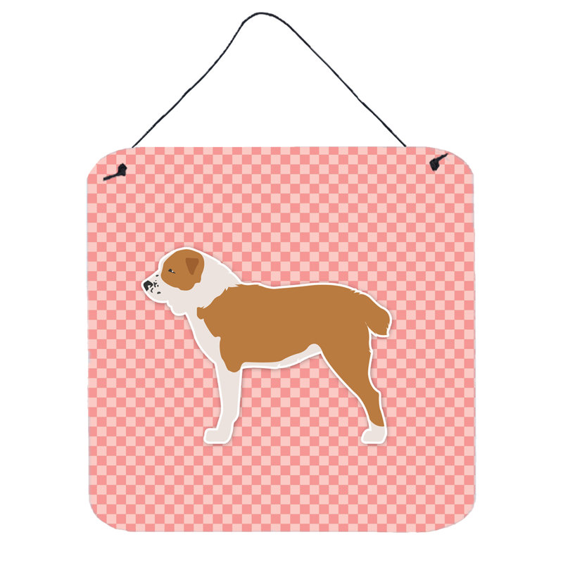 Décoration murale à damier central asiatique berger dog, Rose