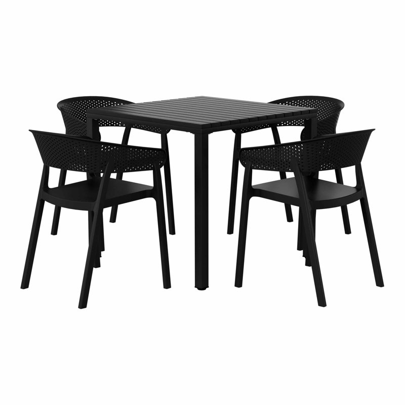 Ensemble repas carré pour 4 personnes, Black