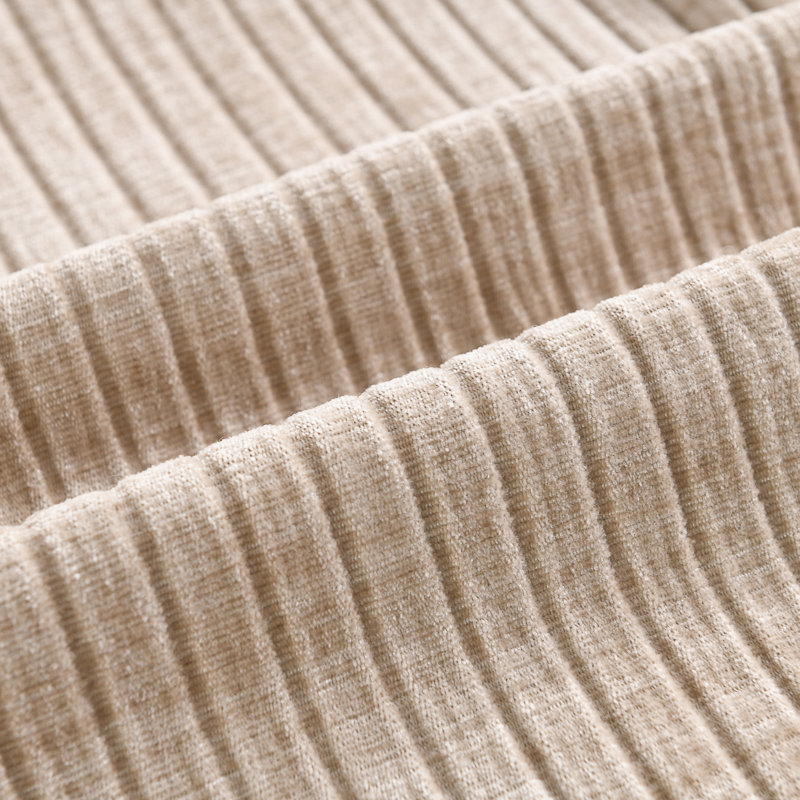 Soft Chenille Stripes Solid Cushion Cover Cozy Neutral Farmhouse Pillow Covers, Beige, Square 20"