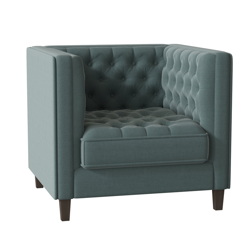 Jess Upholstered Armchair, M9463 Teal, Brown Mahogany