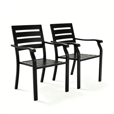 Ensemble de 6 chaises de salle à manger d'extérieur en fer enduit de crème, de chaises de patio minimalistes en métal résistantes aux intempéries et à la rouille pour la terrasse au bord de la piscine