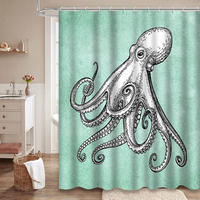 Rideau de douche avec 12 crochets Octopus