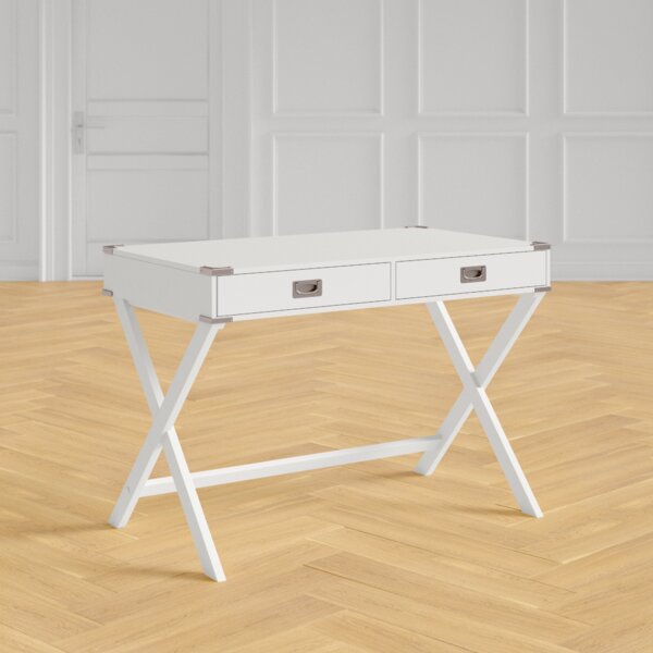 Marabella Glossy White Writing Desk Gold Legs