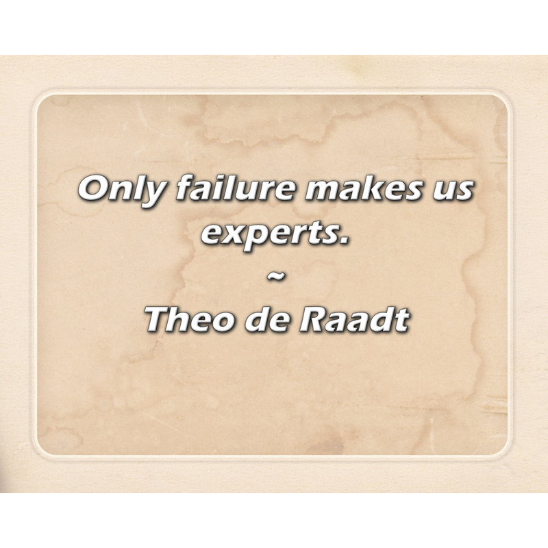 Theo de Raade Citation: Seul un échec fait de nous des experts., H 20 po x l 24 po