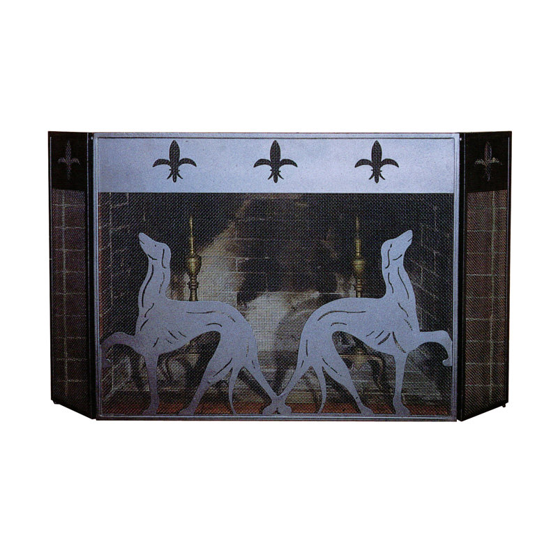 Greyhound 3 Panel Steel Fireplace Screen