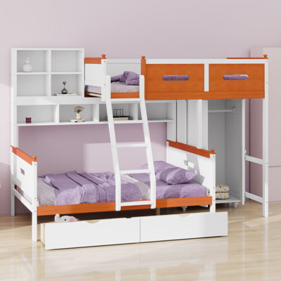 Bunk Bed With Wardrobe, Drawers And Shelves