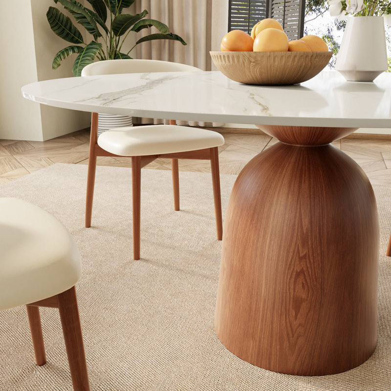 5 - Piece Kitchen Dining Table Set Farmhouse Round Pedestal (1 Table 4 Chairs), 29.52" H x 47.24" W x 47.24" D, Blanc