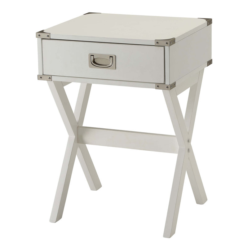 White 1-Drawer Storage End Table For Bedroom Or Living Room | Gift Idea, White, 24" H x 18" W x 16" D