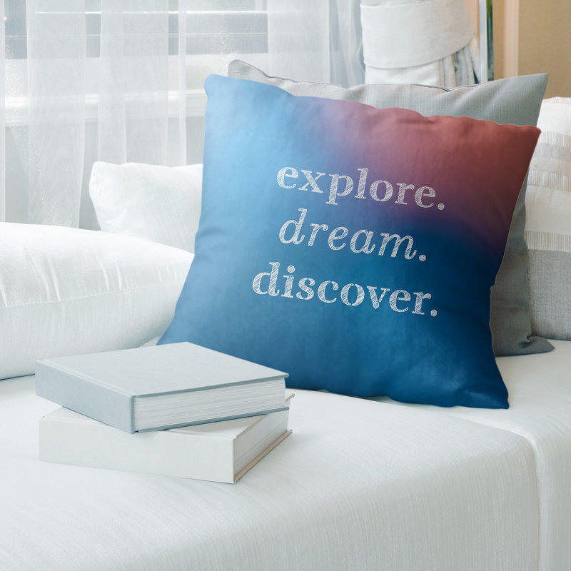 Coussin Handjet, 18 po x 18 po, Bleu / Rose, Housse de coussin seulement - sans coussin