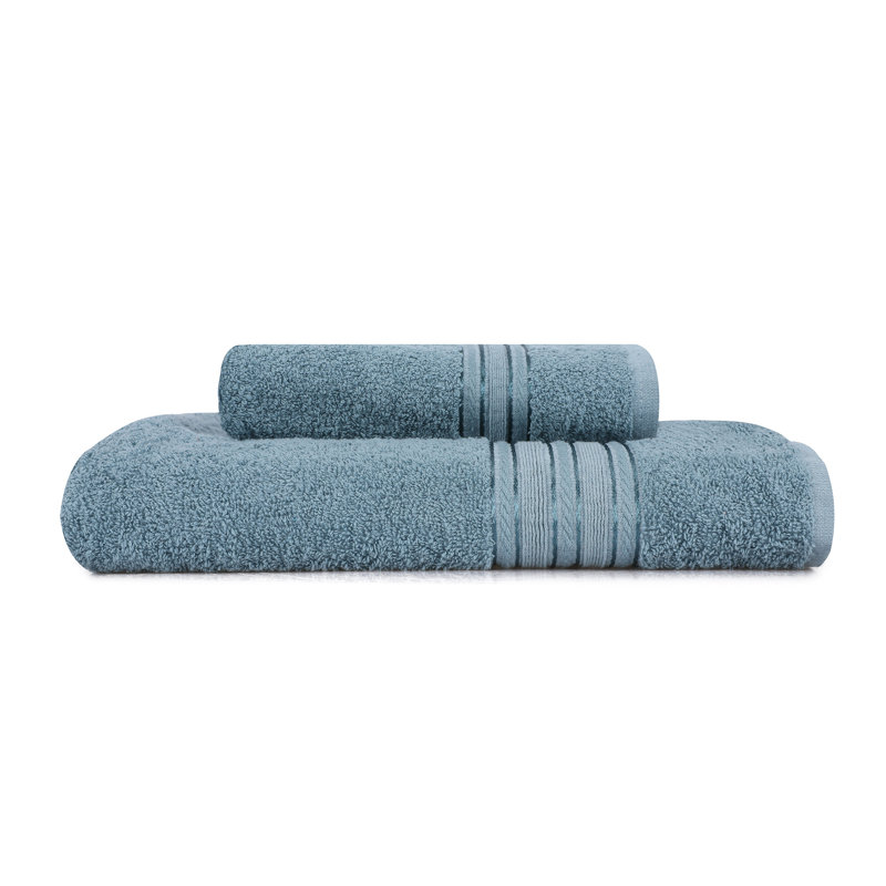 Ensemble de serviettes 2 pièces 100% coton Dora, Bleu indigo