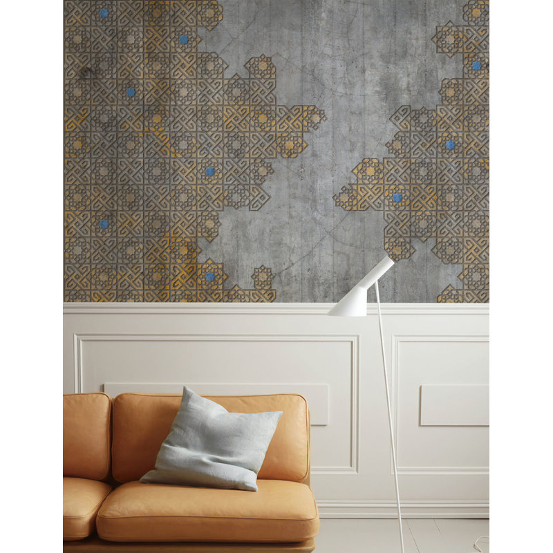 Papier peint amovible à motif de carreaux géométriques brun, L 9 po x l 15 po