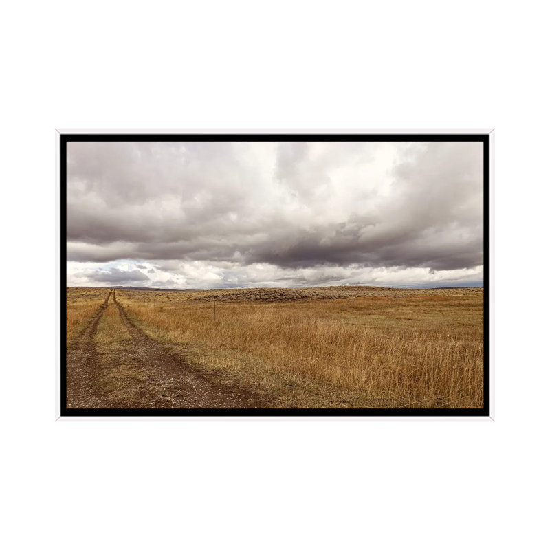 Storm Clouds Over Montana Prairie, White Floater Framed Canvas, 18" H x 26" W x 1.5" D, No Mat