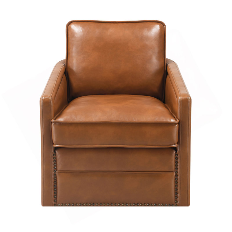 Brown Leather Aire Swivel Chair W/Glider