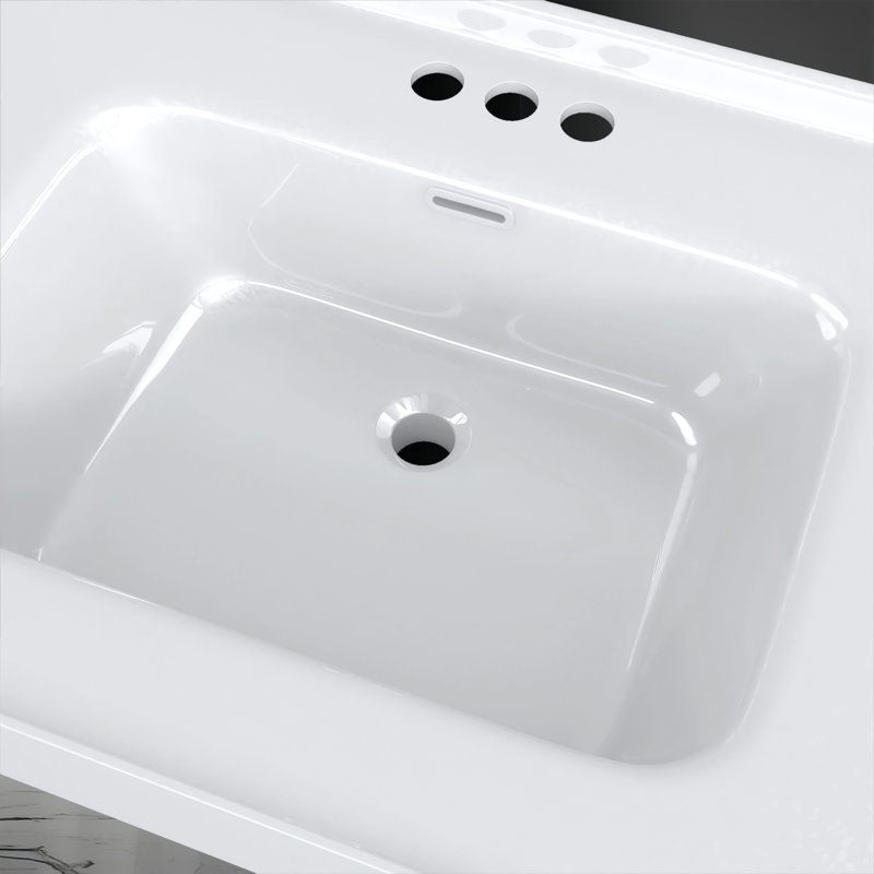 Plateau de meuble-lavabo à surface solide de 37 pouces avec lavabo intégré, comptoir épais de 3 po, rebord surélevé et dosseret de 1,38 po, imperméable et facile à installer