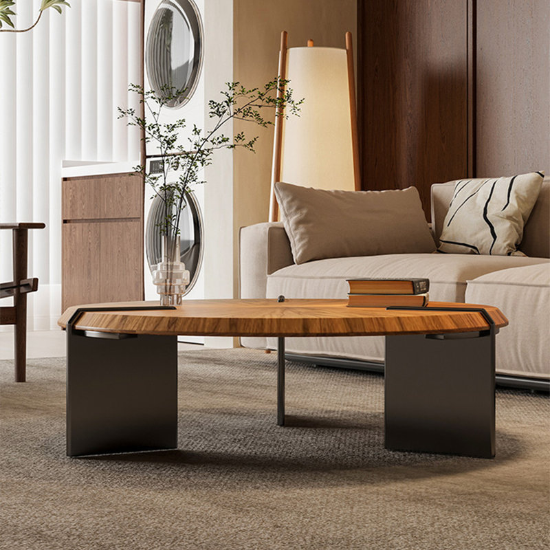 Retro round coffee table, 11.8" H x 31.5" L x 31.5" W