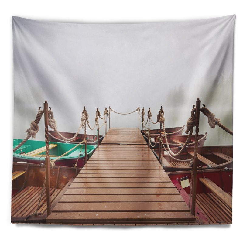 Tapisserie de bateau en brouillard mystérieux, H 32 po x l 39 po