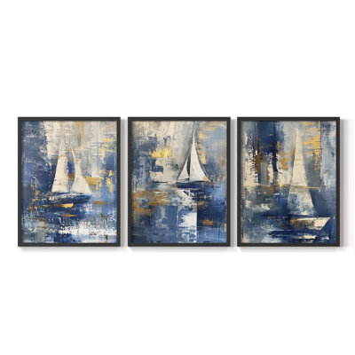 Mer et rivage, série XXII, ensemble de 3 estampes numériques, prêt à accrocher