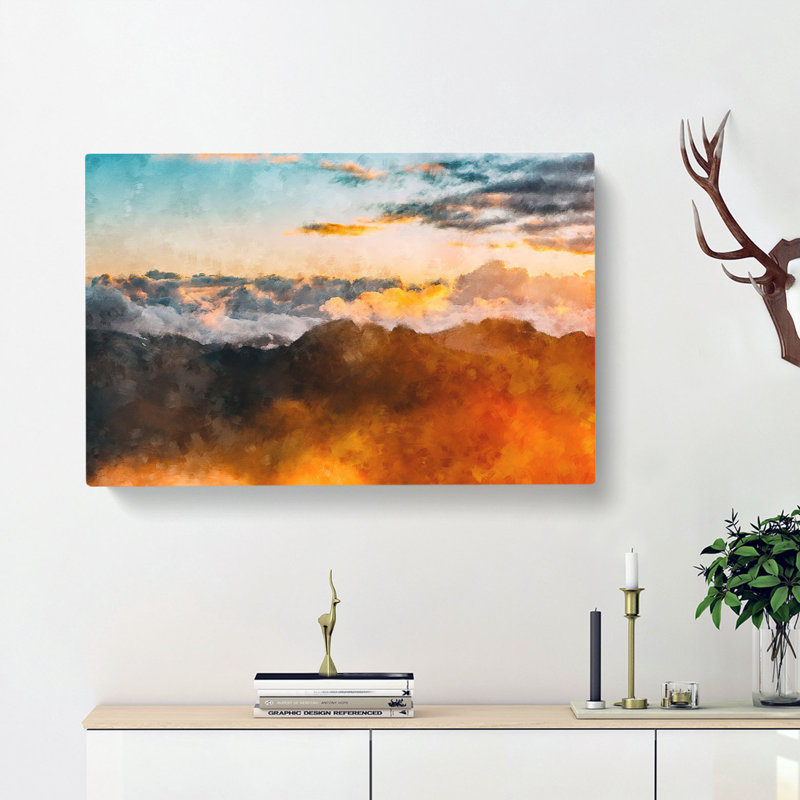 Orange Clouds Above The Mountains - Wrapped Canvas, 35cm H x 50cm W x 3cm D