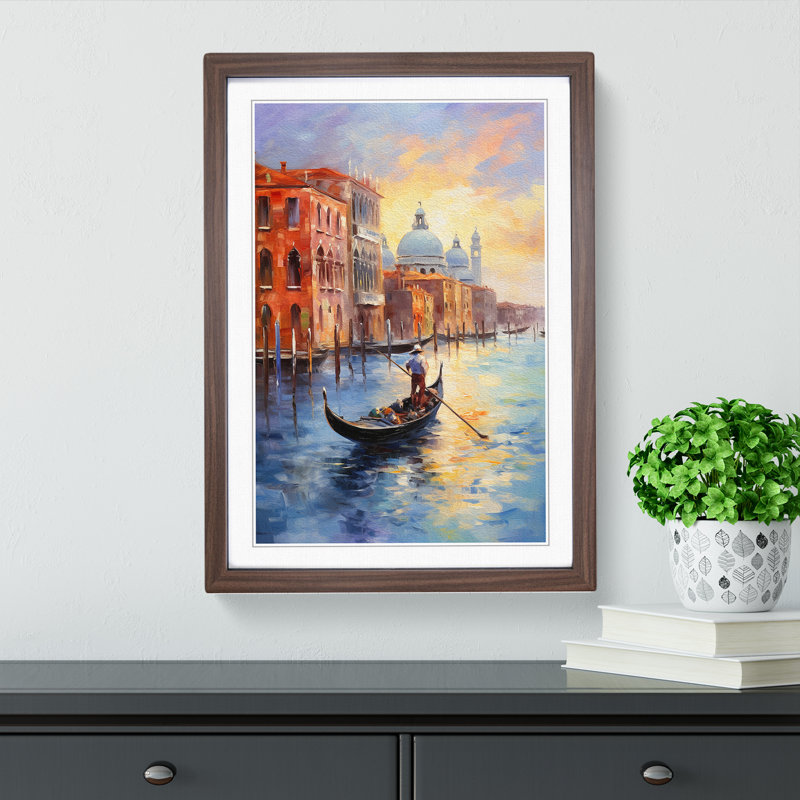 Venice Impressionism - Single Picture Frame Print on Wood, Walnut Framed, 64cm H x 46cm W