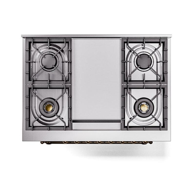ILVE Nostalgie II Noblesse 36 in Dual Fuel Range, Burgundy/Bronze, Liquid Propane