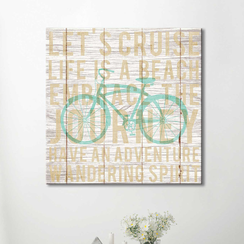 «Bon Voyage Cruiser II», art textuel, H 24 po x l 24 po x P 1,5 po, Toile tendue