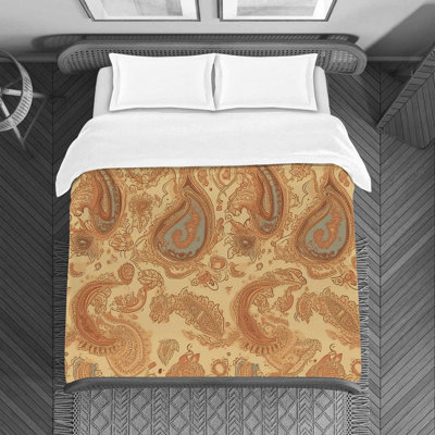 Botanical Gold/Beige Microfiber Duvet Cover